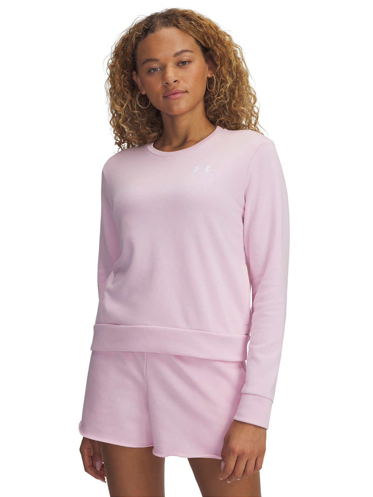 Polerón UA Rival Terry Crew rosado para mujer