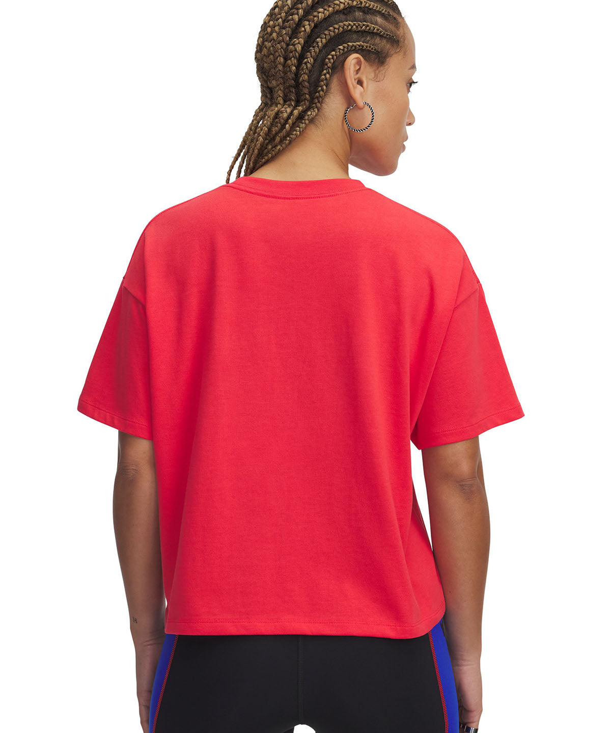 Polera manga corta UA Project Rock Crop rojo para mujer