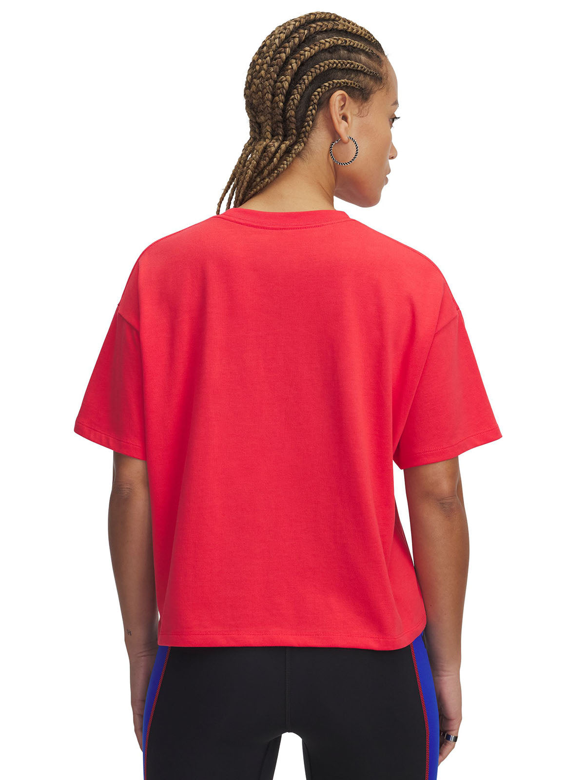 Polera manga corta UA Project Rock Crop rojo para mujer