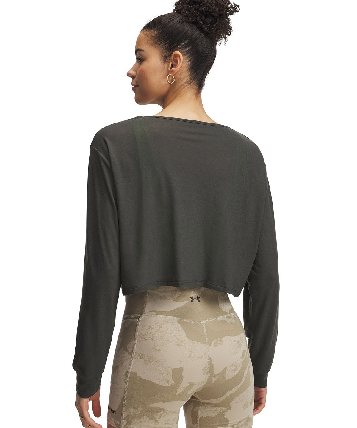 Polera manga larga Project Rock verde para mujer Under Armour