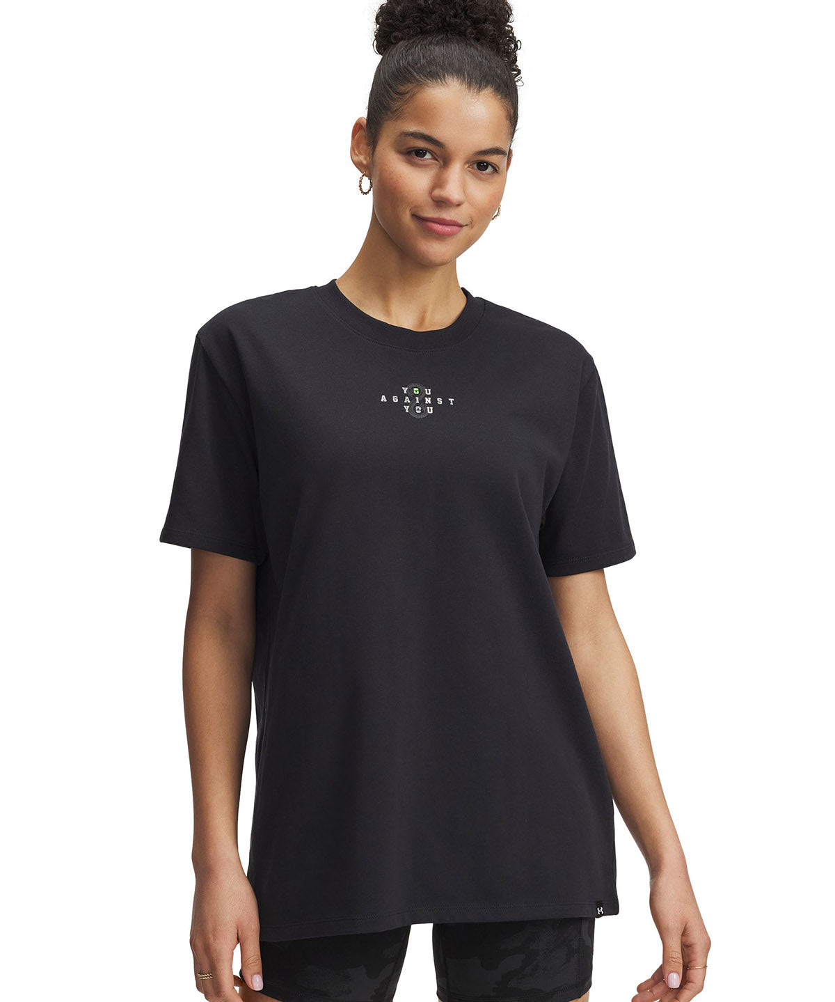Polera manga corta Project Rock campus negro para mujer Under Armour