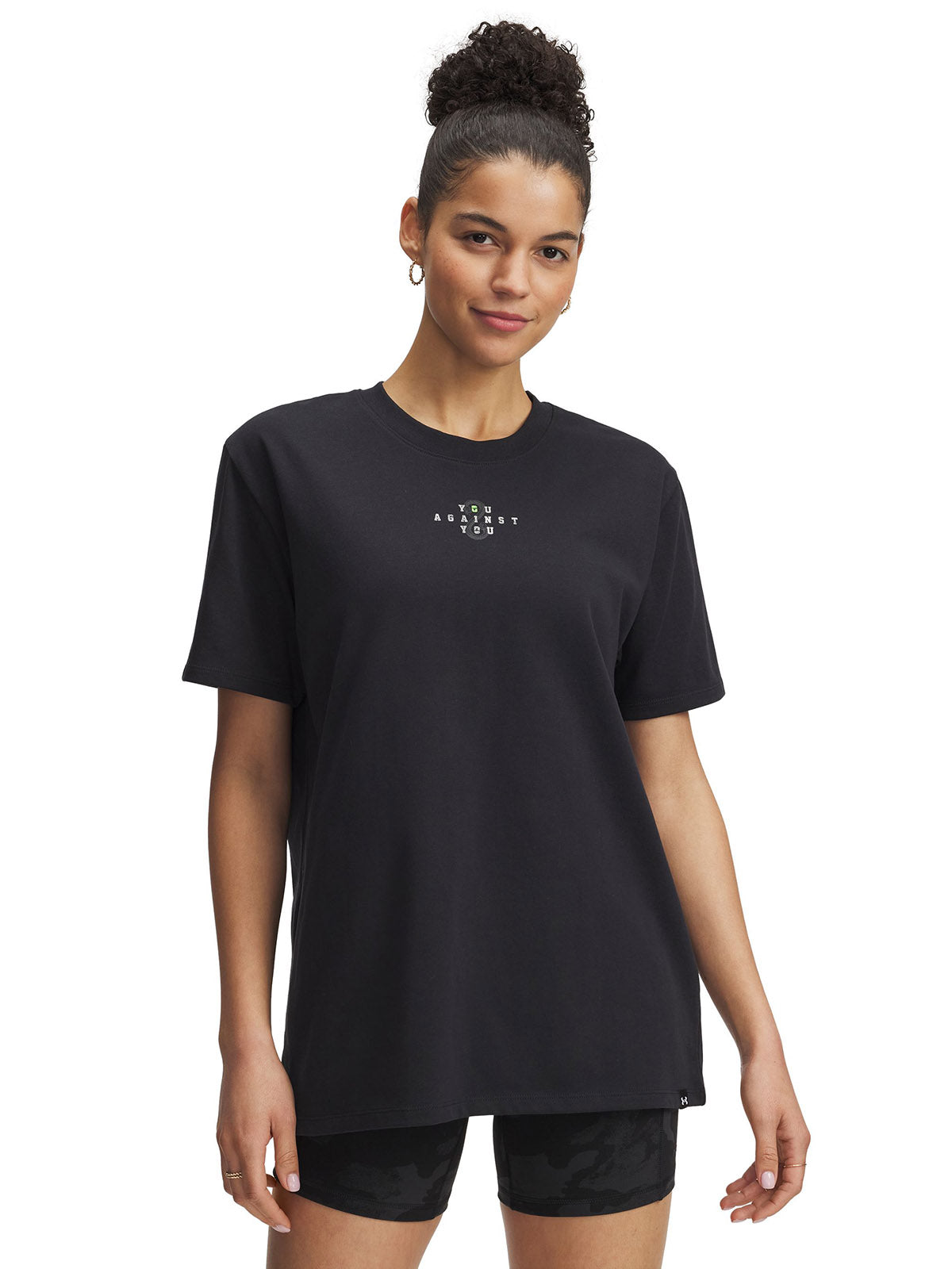 Polera manga corta Project Rock campus negro para mujer Under Armour