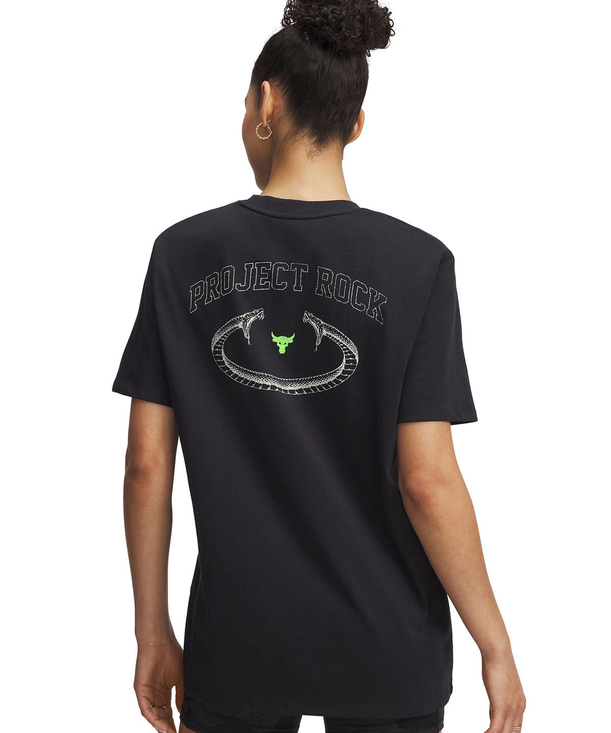 Polera manga corta Project Rock campus negro para mujer Under Armour