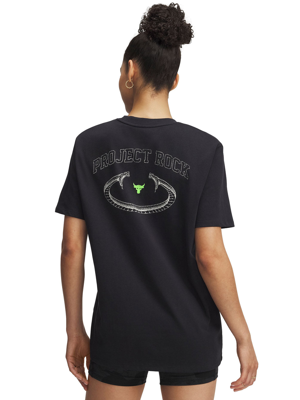 Polera manga corta Project Rock campus negro para mujer Under Armour