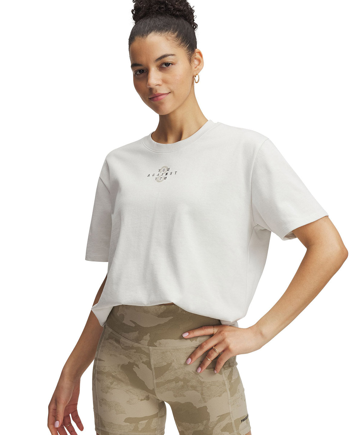 Polera manga corta Project Rock campus blanco para mujer Under Armour