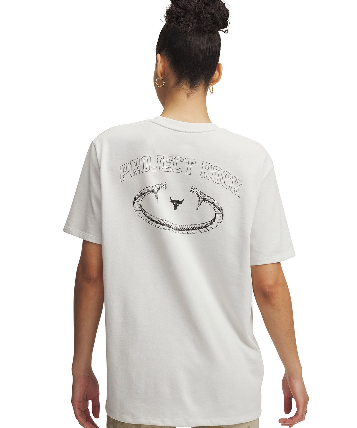 Polera manga corta Project Rock campus blanco para mujer Under Armour