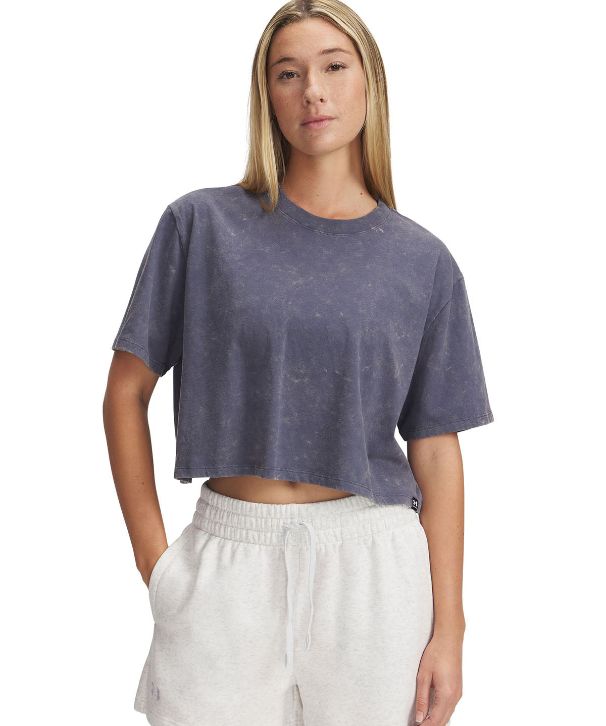 Polera manga corta UA Rival Wash gris para mujer