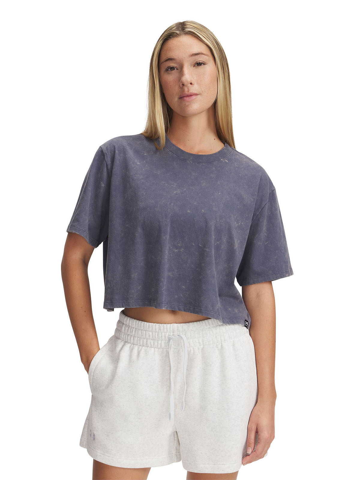 Polera manga corta UA Rival Wash gris para mujer