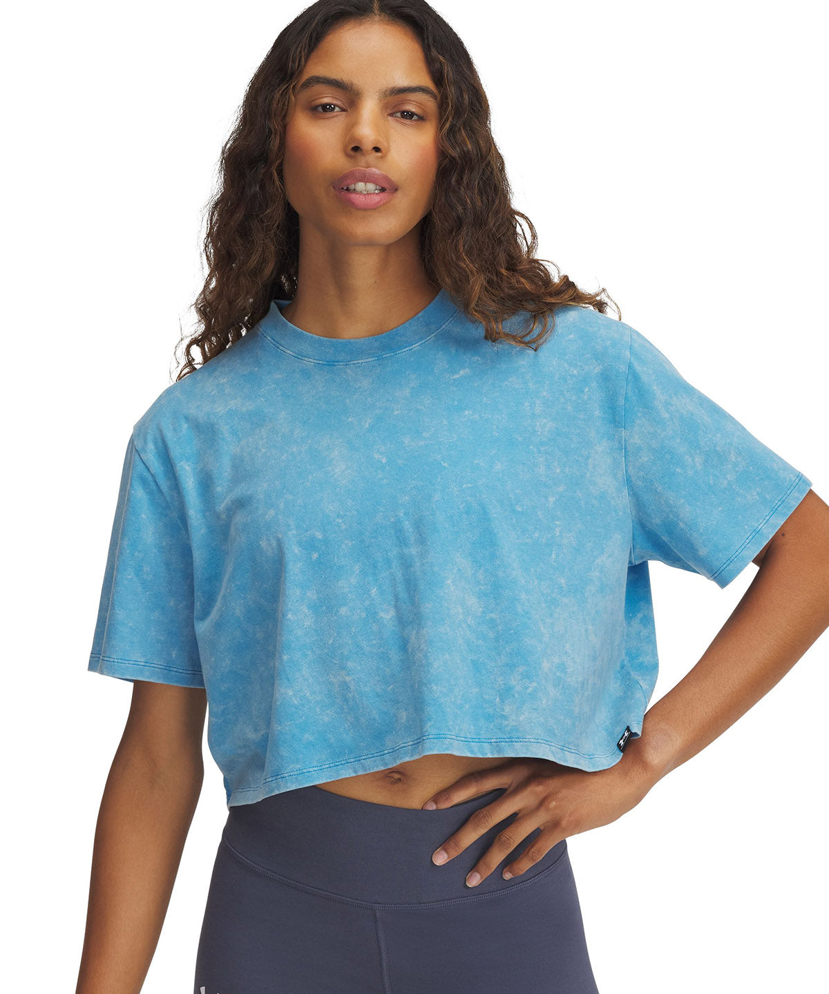 Polera manga corta Under Armour Rival wash azul para mujer