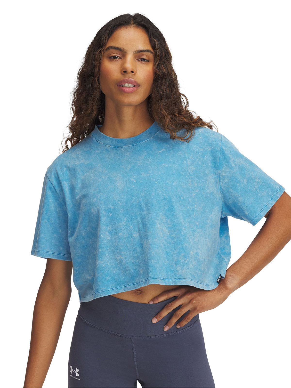 Polera manga corta Under Armour Rival wash azul para mujer