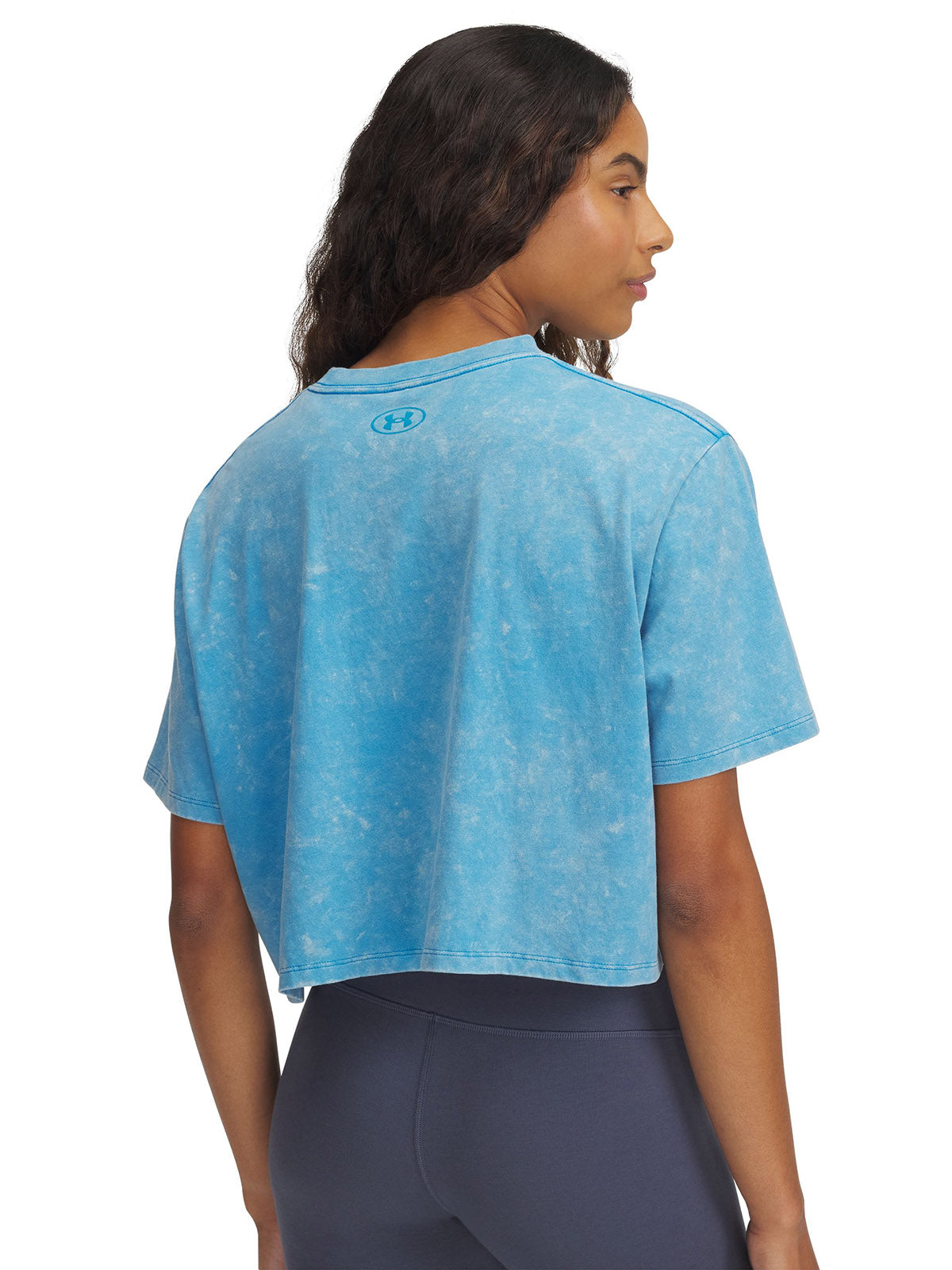 Polera manga corta Under Armour Rival wash azul para mujer