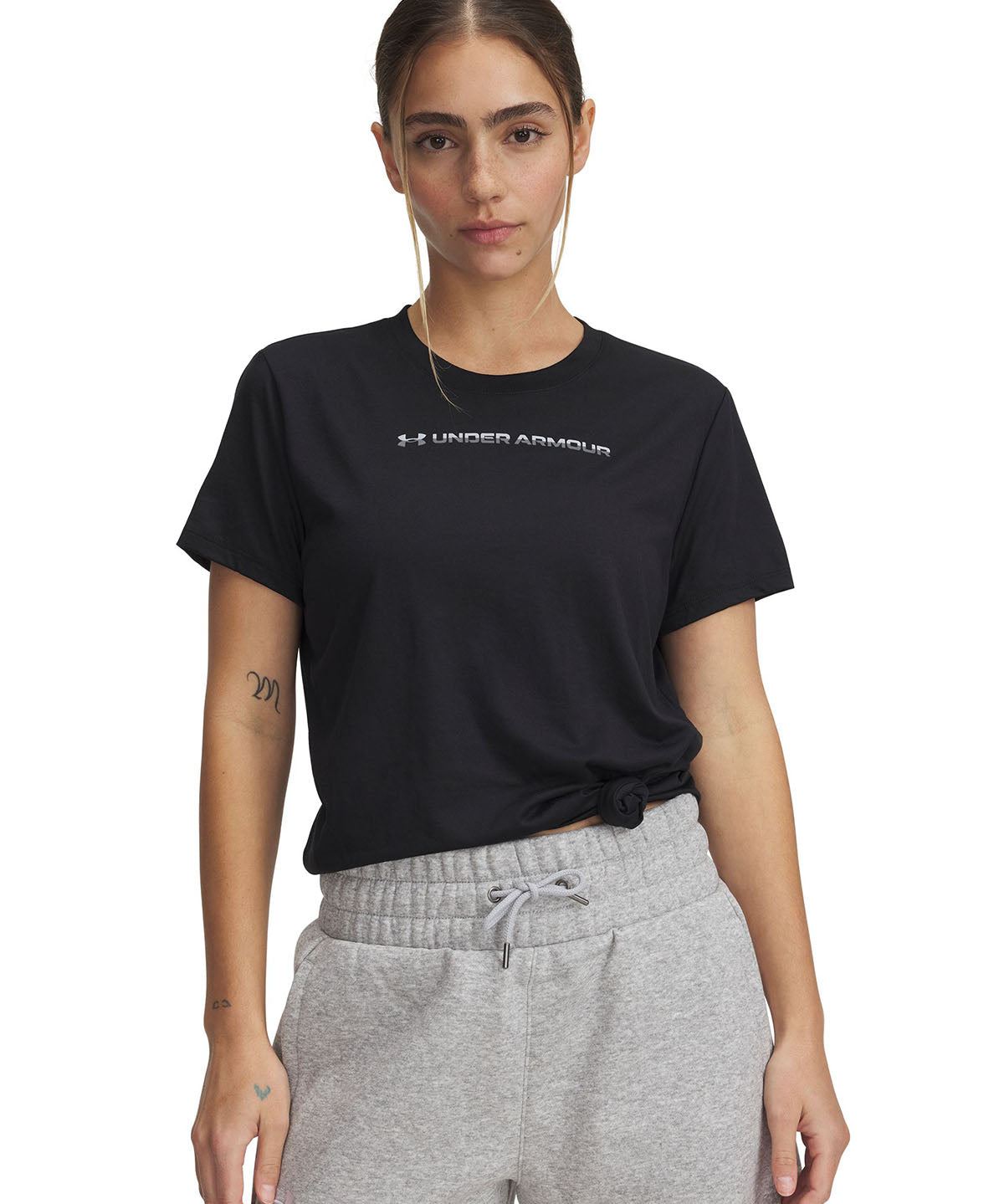 Polera manga corta Under Armour tech pth gráfica negro para mujer