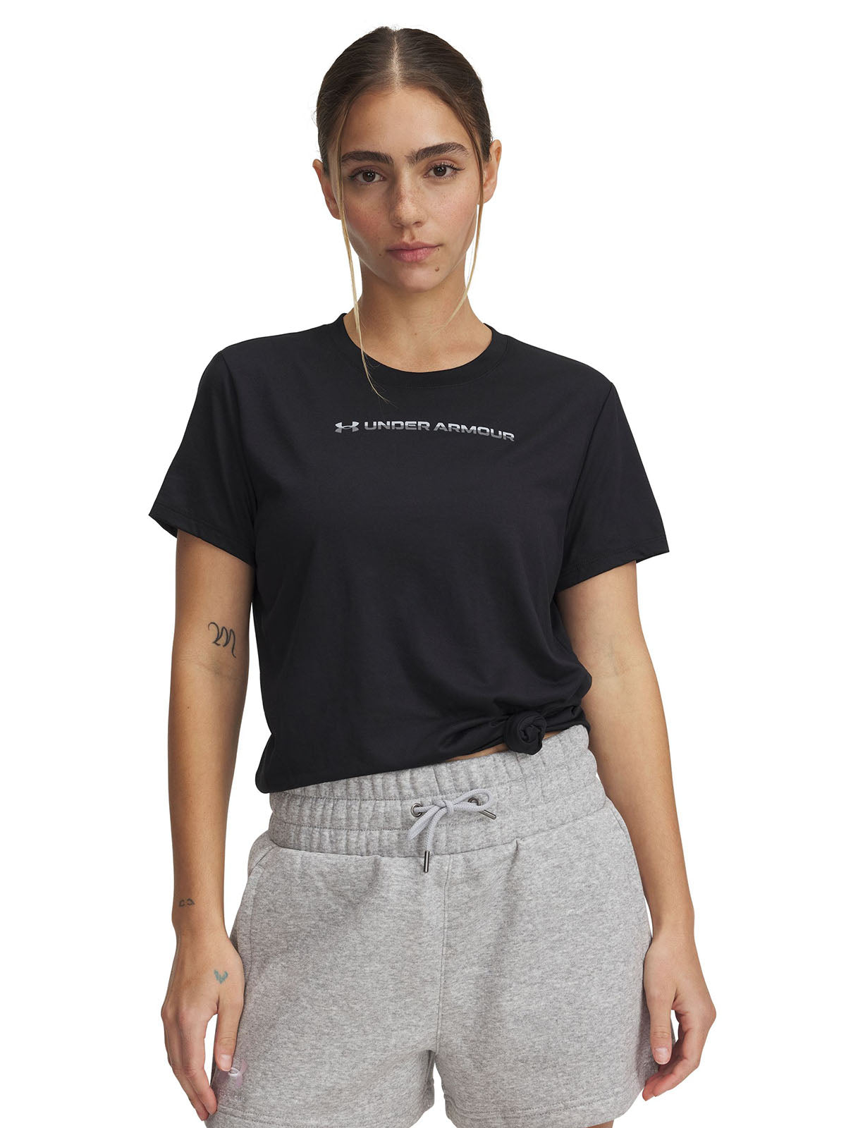 Polera manga corta Under Armour tech pth gráfica negro para mujer