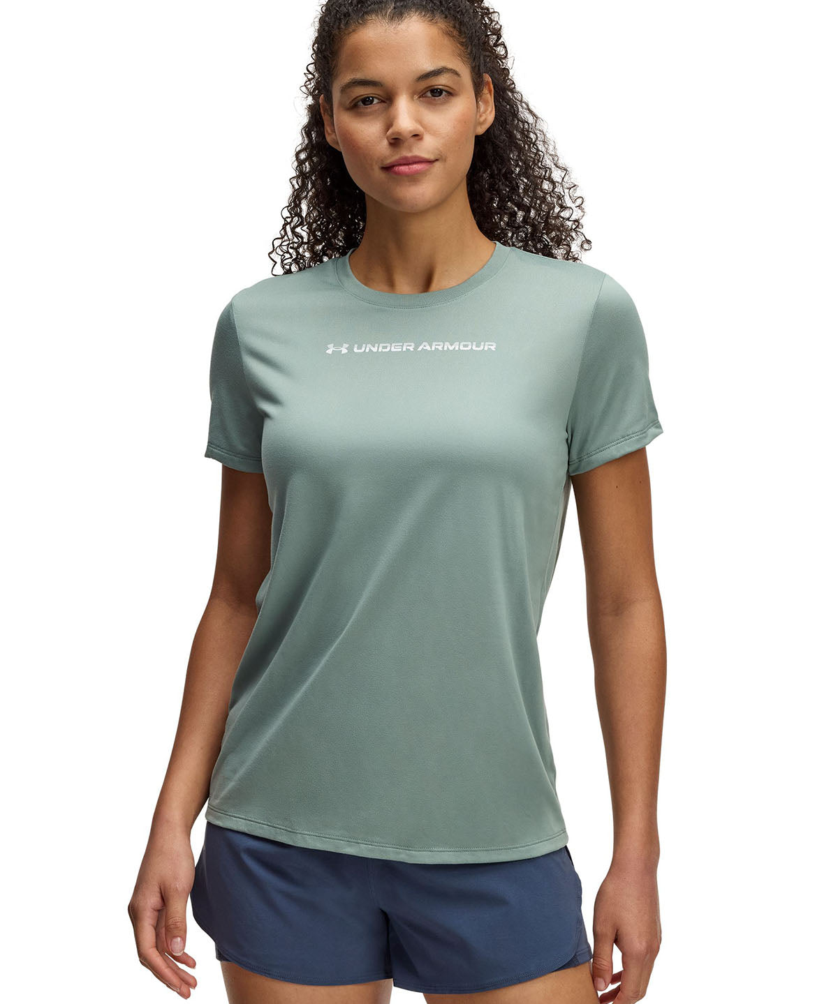 Polera manga corta Under Armour tech pth verde para mujer