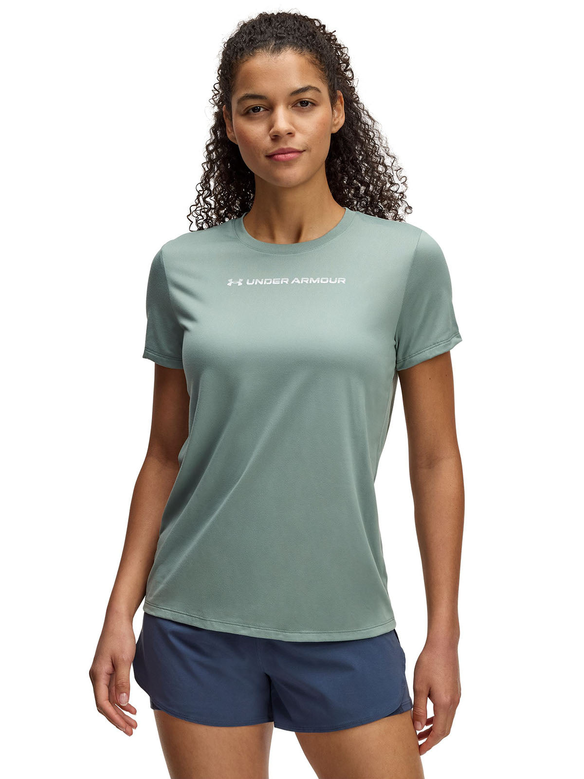 Polera manga corta Under Armour tech pth verde para mujer