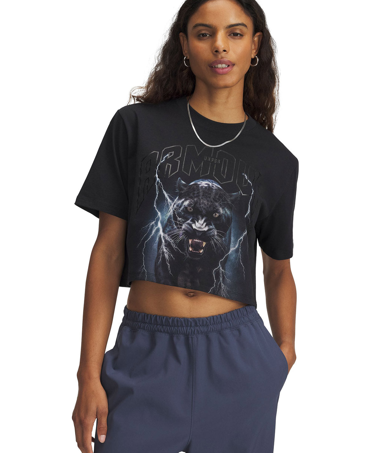 Polera manga corta Under Armour heavyweight negro para mujer