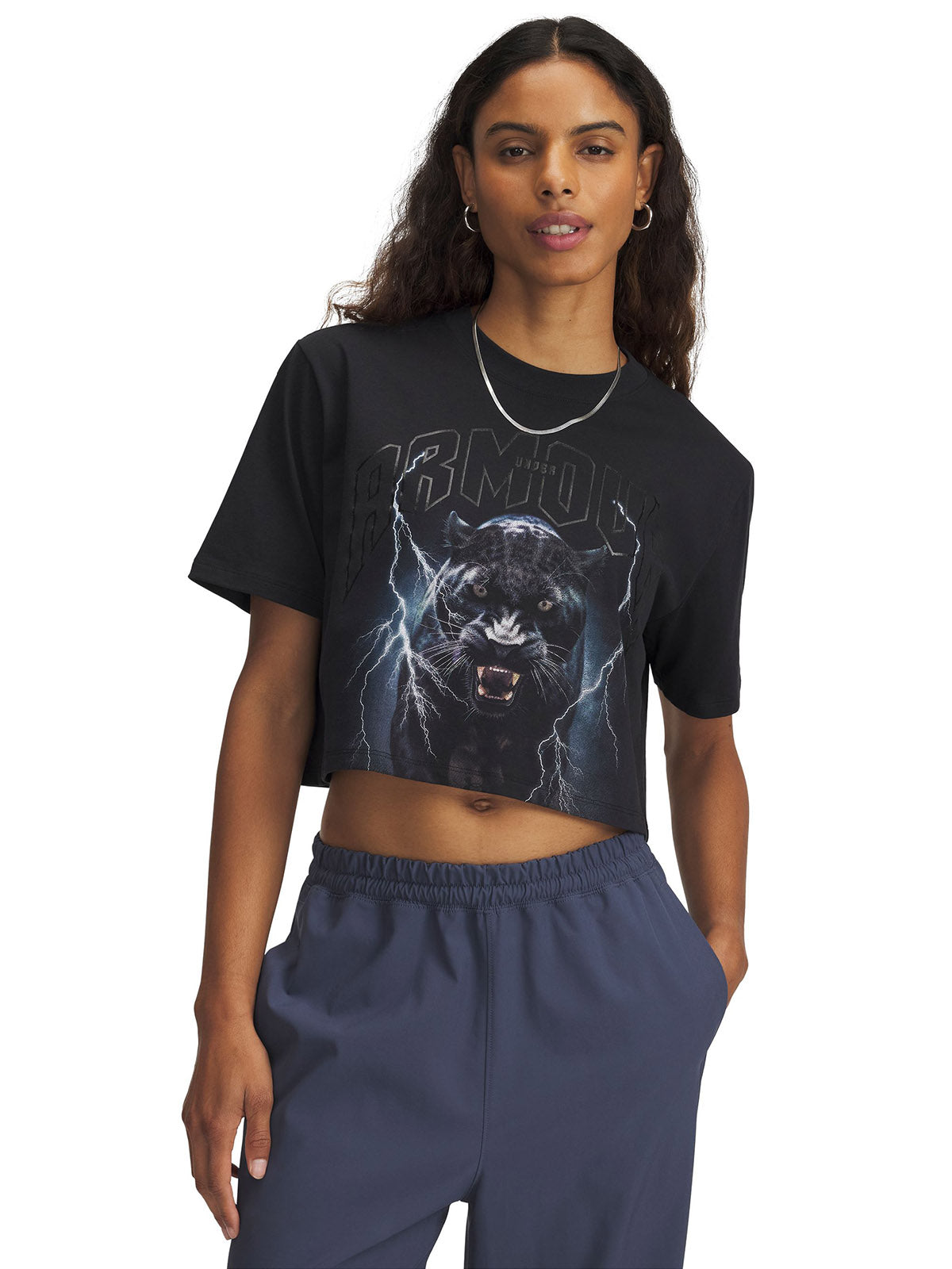 Polera manga corta Under Armour heavyweight negro para mujer