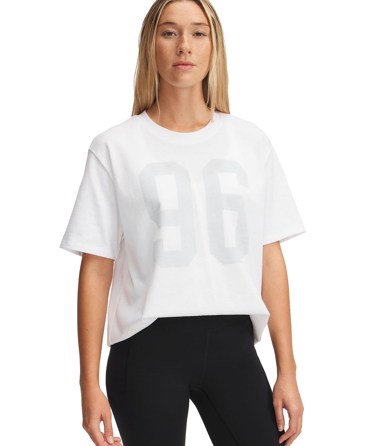Polera manga corta UA Oversized 96 blanco para mujer