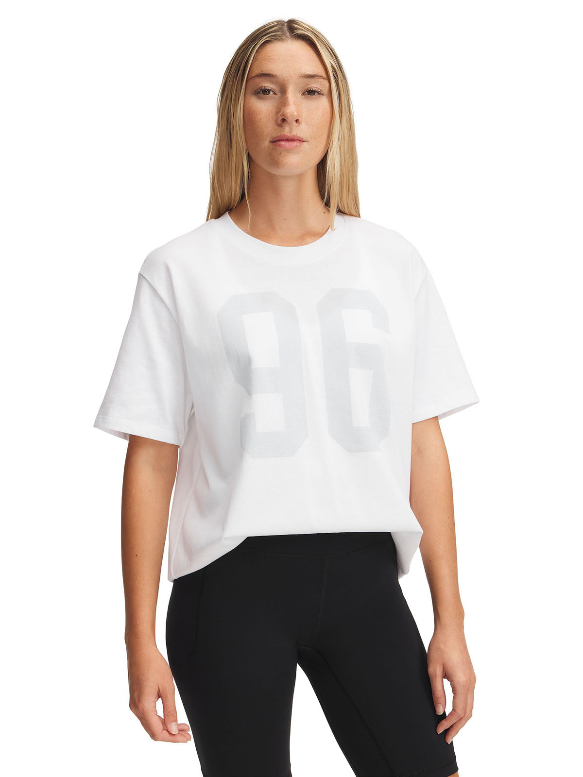 Polera manga corta UA Oversized 96 blanco para mujer