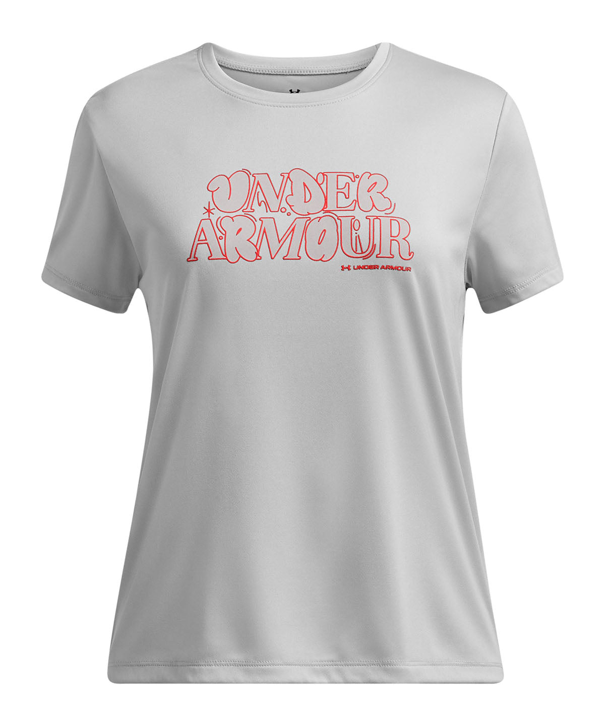 Polera manga corta Under Armour tech wordmark gris para niña