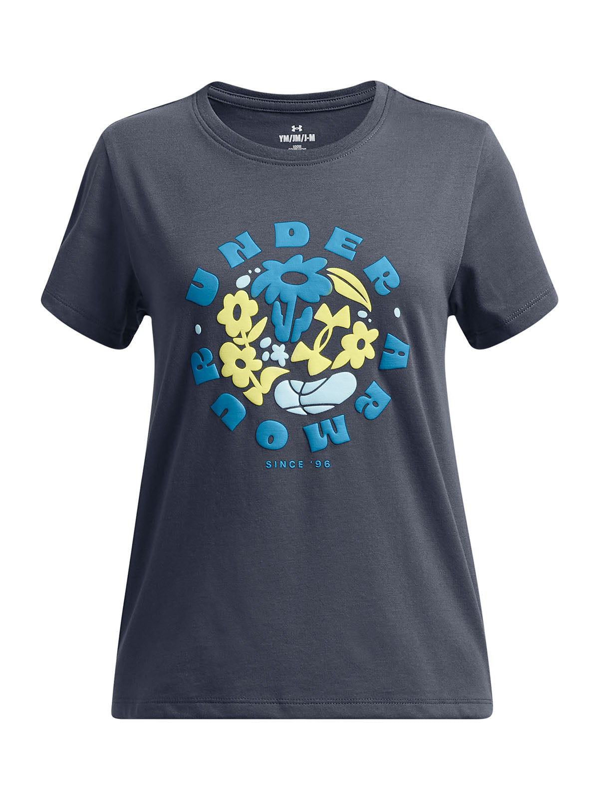 Polera manga corta Under Armour energy puff gris para niña