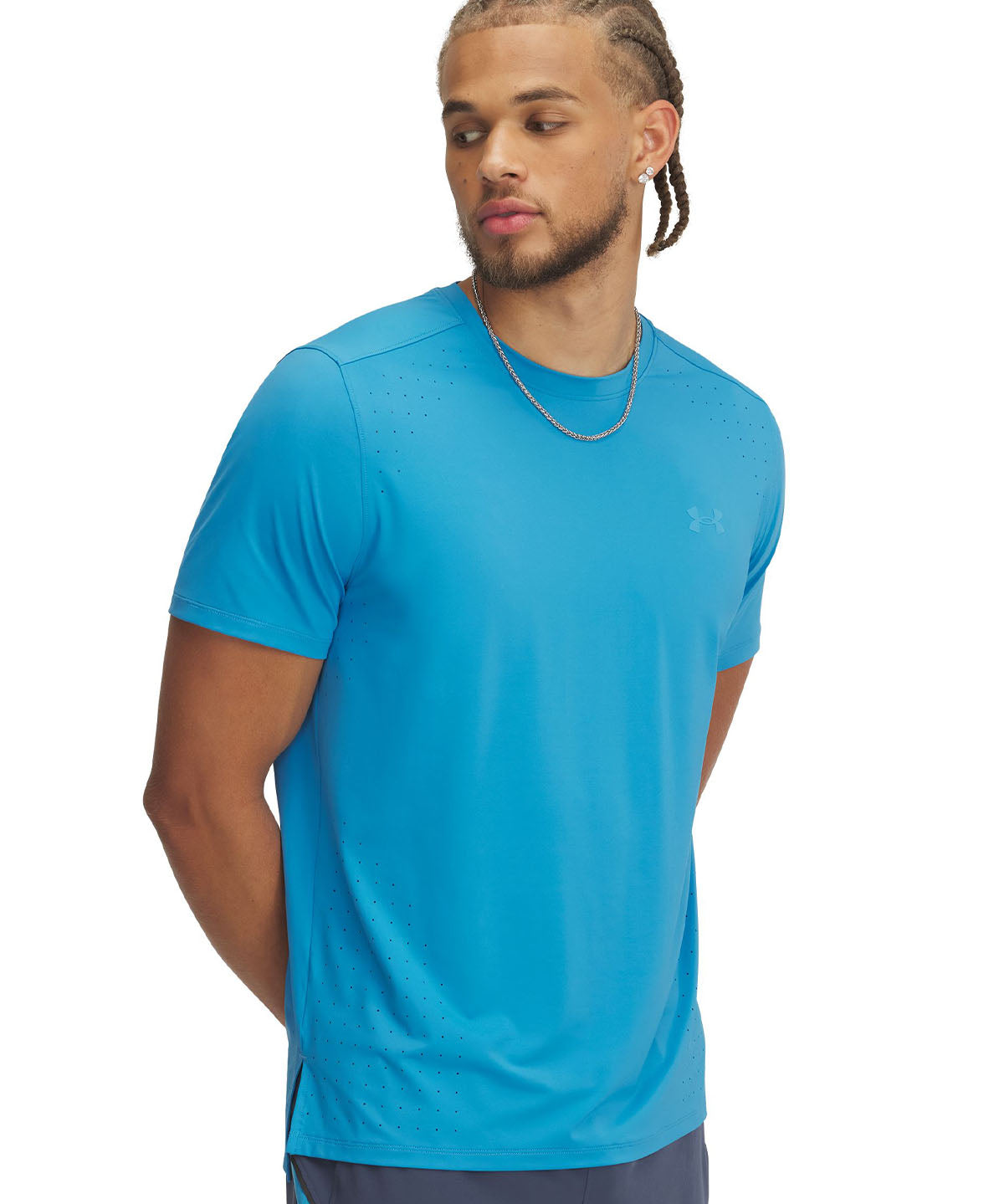 Polera manga corta UA Launch Elite azul para hombre