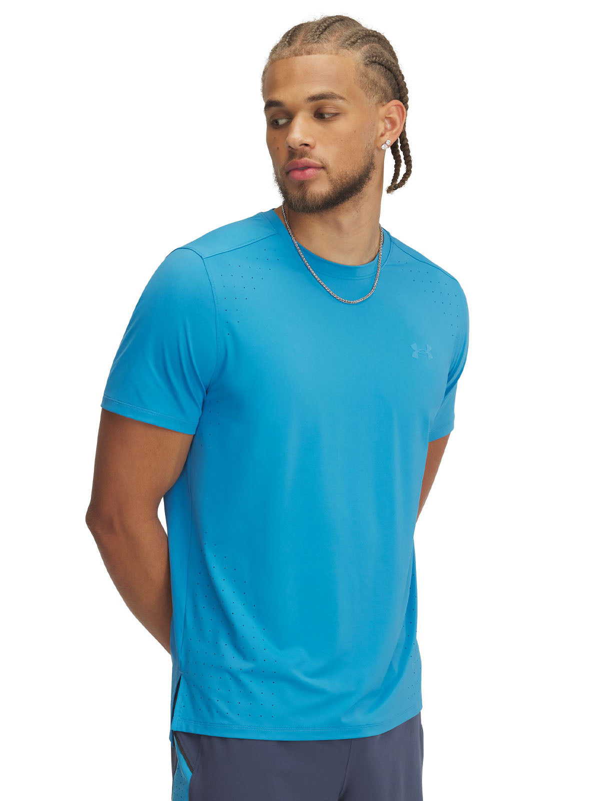 Polera manga corta UA Launch Elite azul para hombre