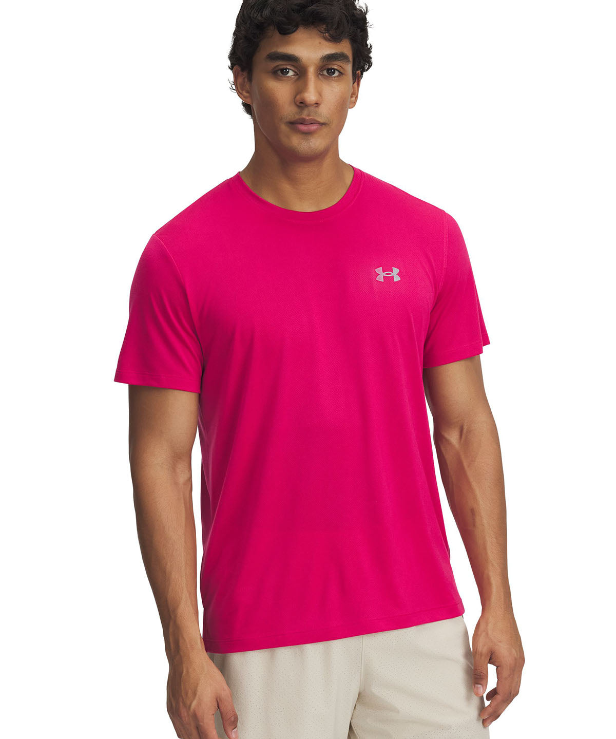 Polera manga corta UA Trail Run morado para hombre