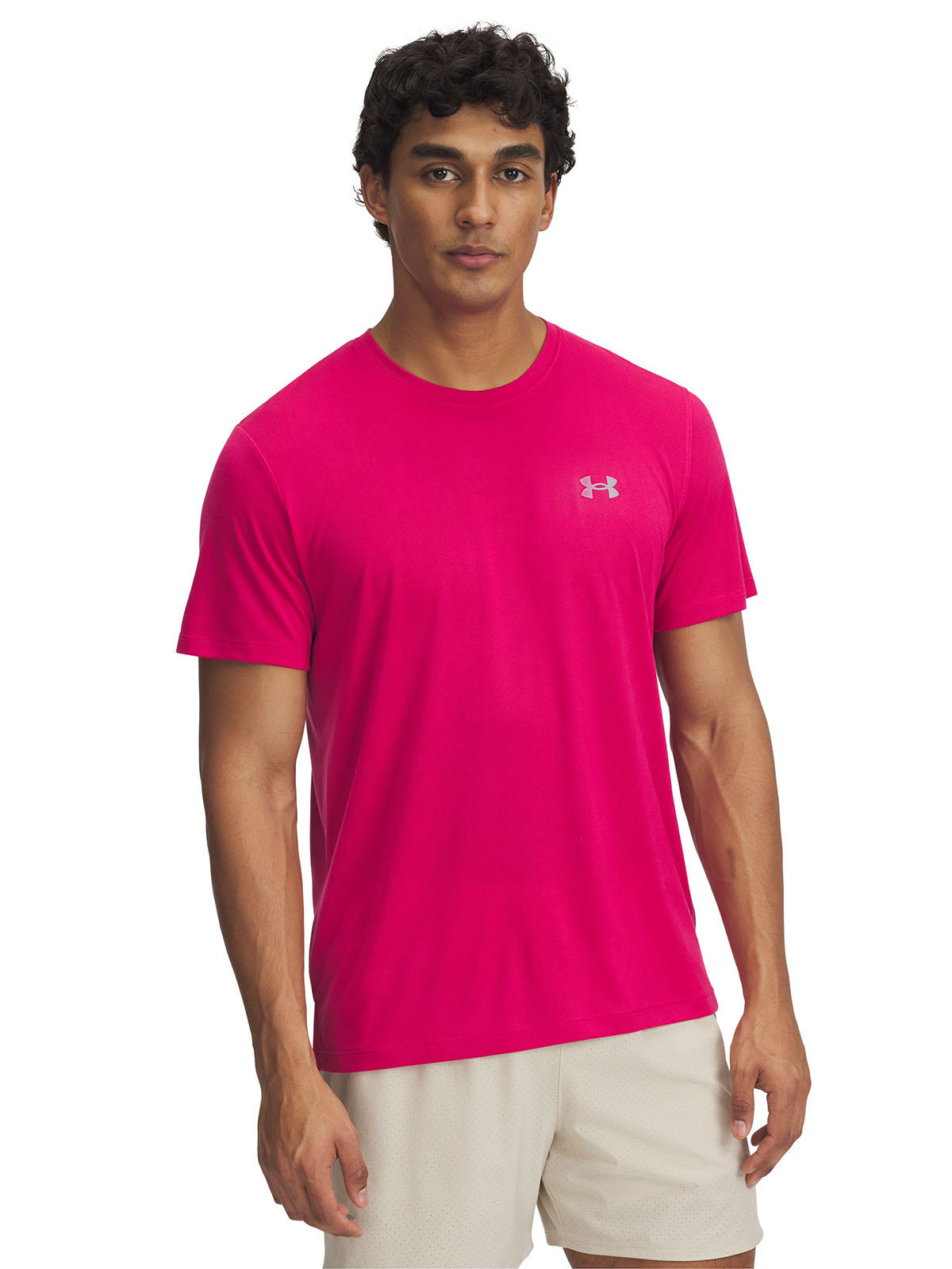 Polera manga corta UA Trail Run morado para hombre