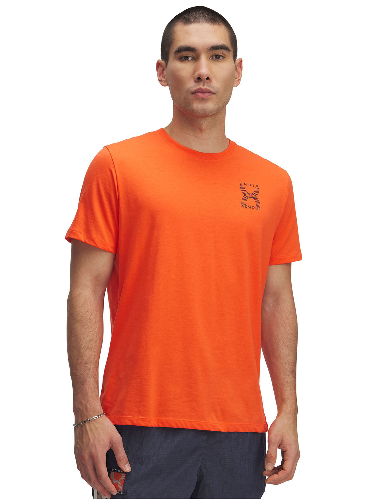 Polera manga corta UA Run 96 naranjo para hombre