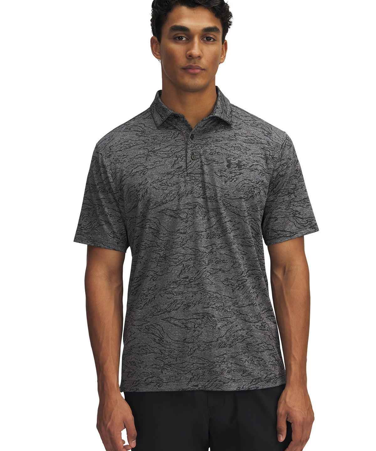 Polera manga corta UA Playoff Jacquard negro para hombre