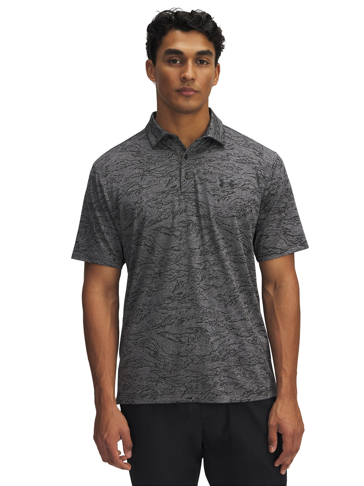Polera manga corta UA Playoff Jacquard negro para hombre