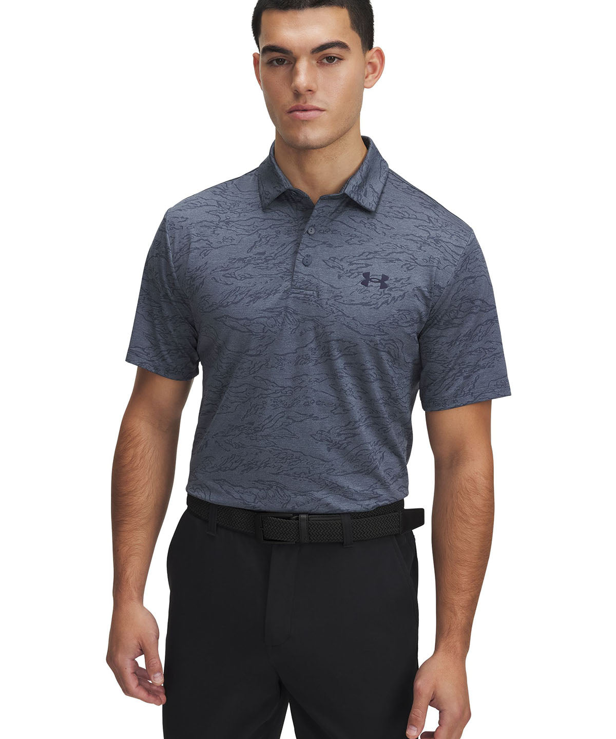 Polera manga corta UA Playoff Jacquard gris para hombre