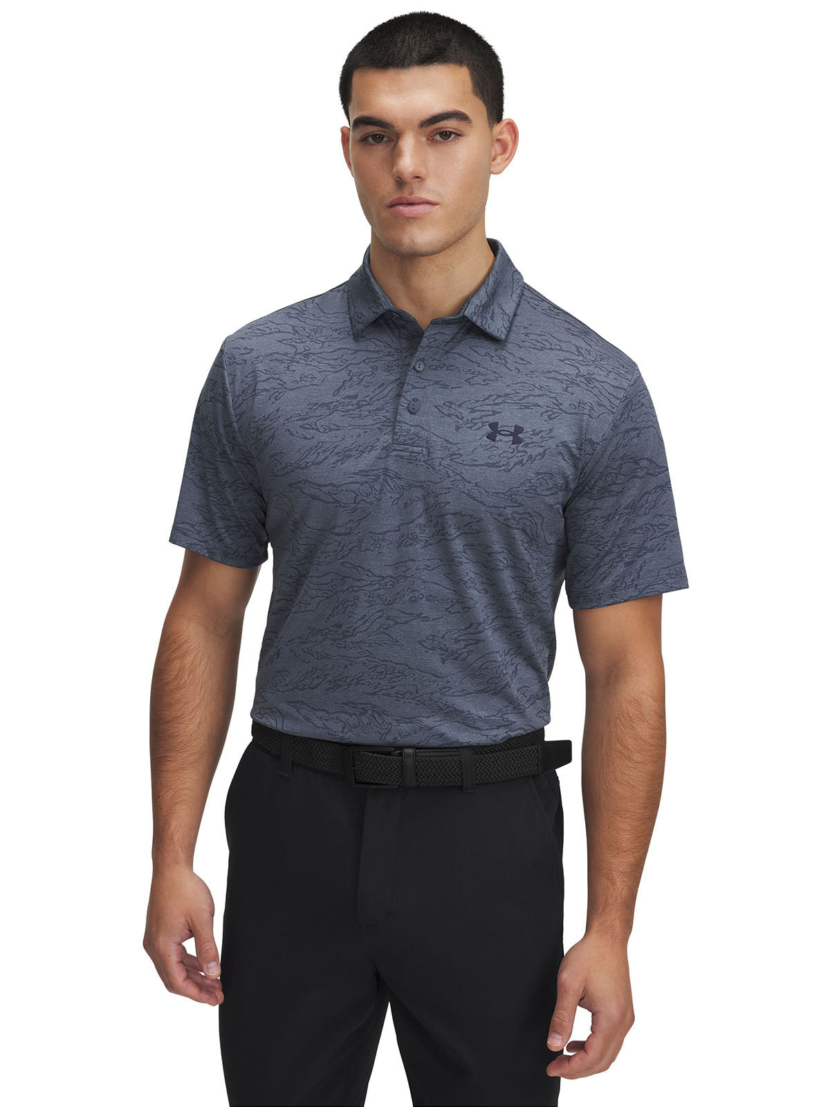 Polera manga corta UA Playoff Jacquard gris para hombre