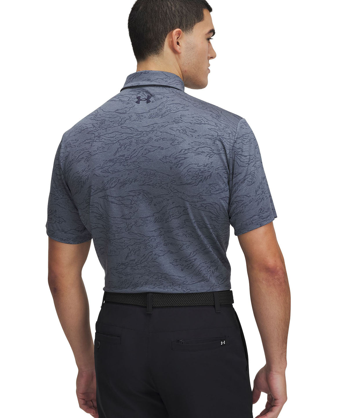 Polera manga corta UA Playoff Jacquard gris para hombre