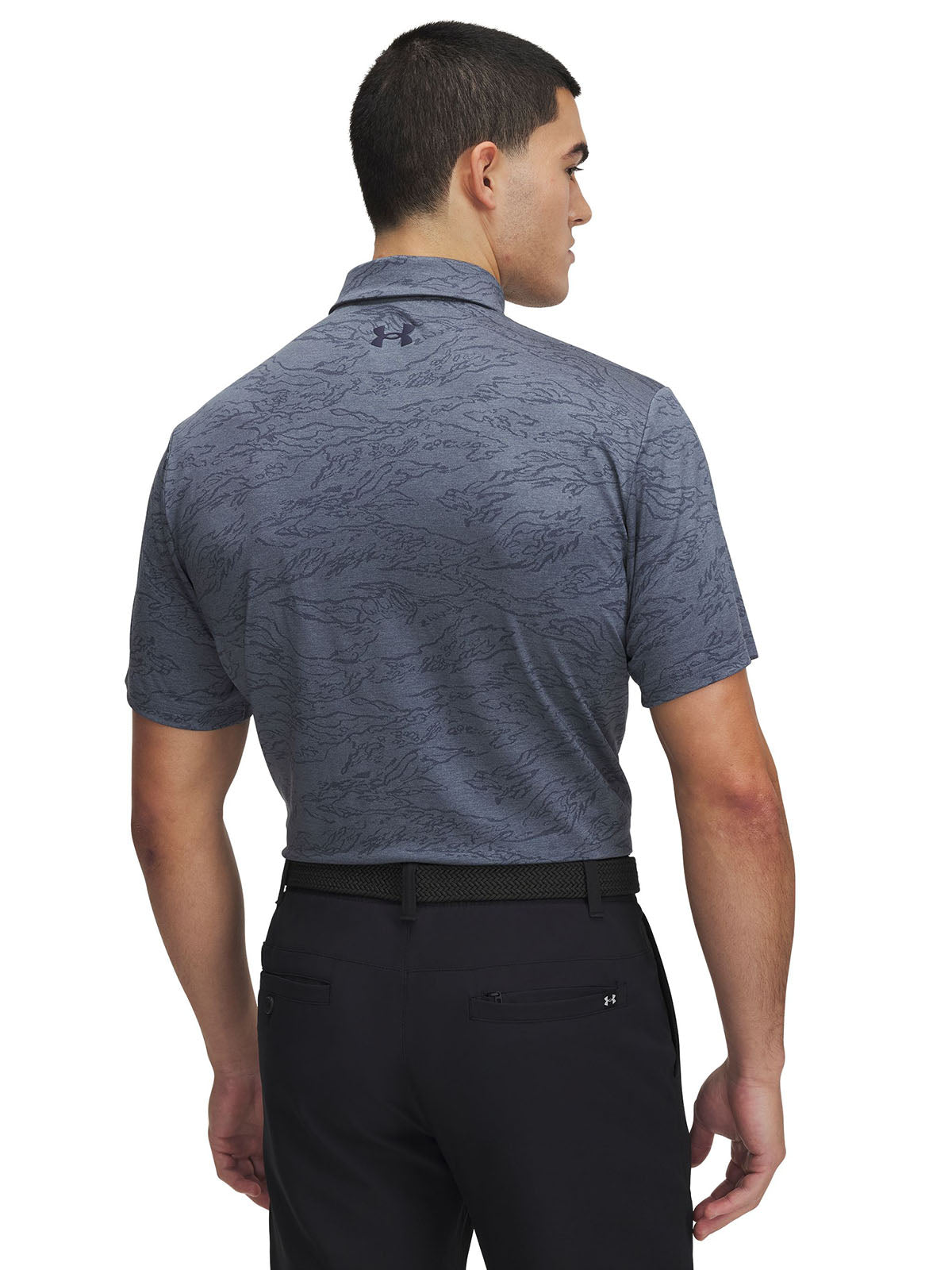 Polera manga corta UA Playoff Jacquard gris para hombre