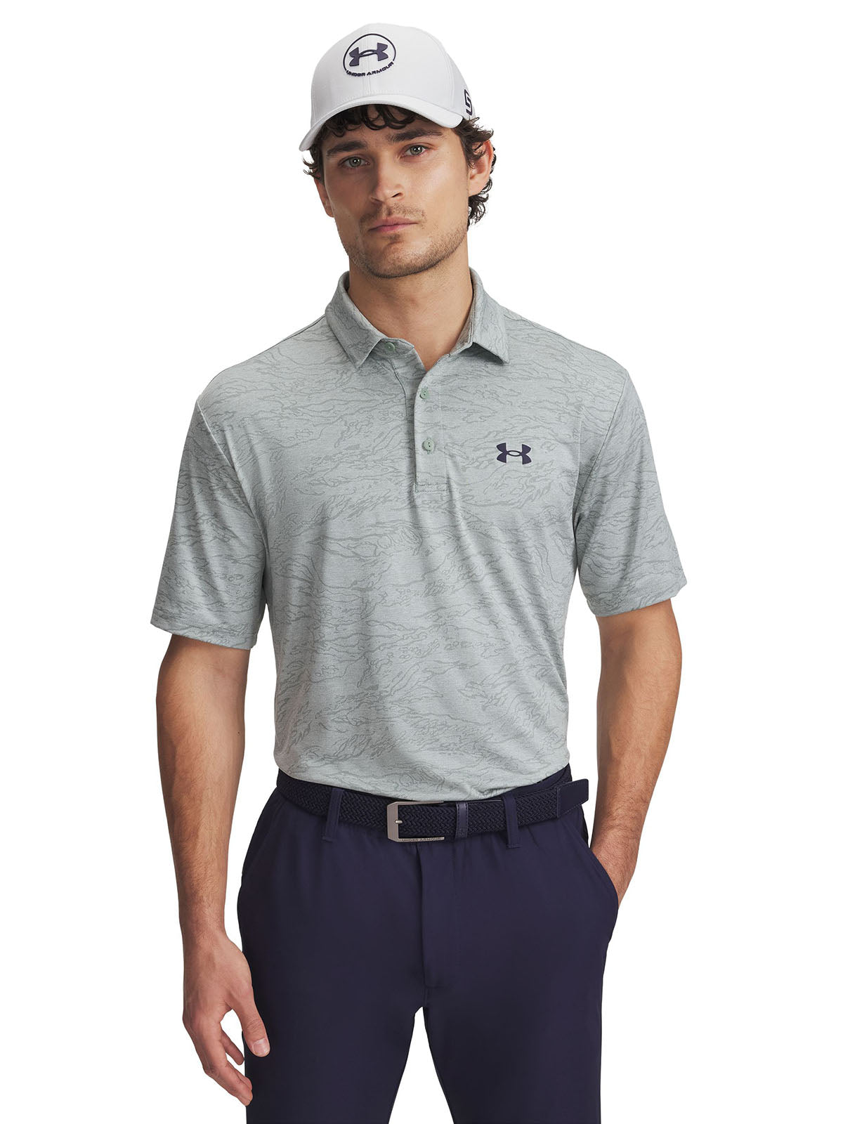 Polera manga corta UA Playoff Jacquard verde para hombre