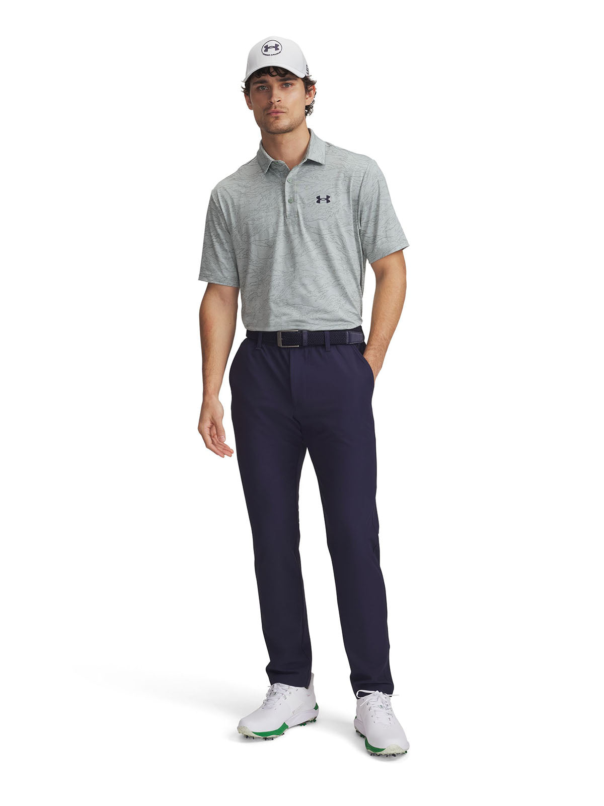 Polera manga corta UA Playoff Jacquard verde para hombre