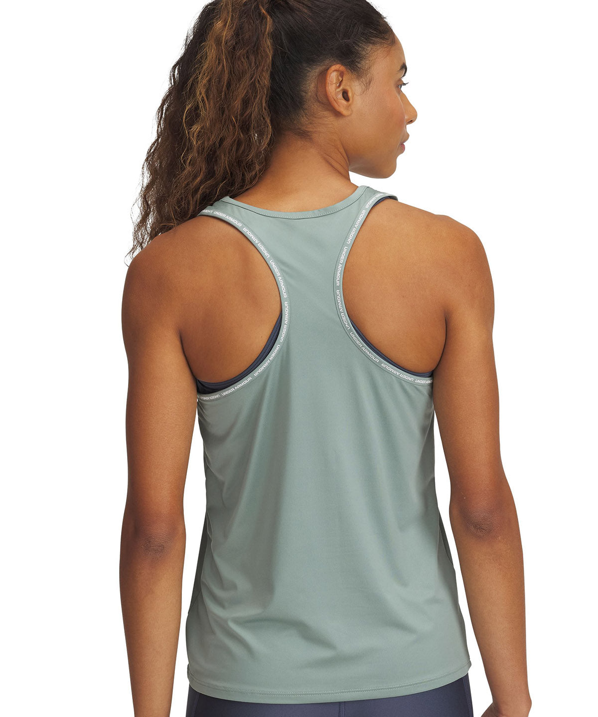 Polera sin mangas Under Armour tech knockout verde para mujer