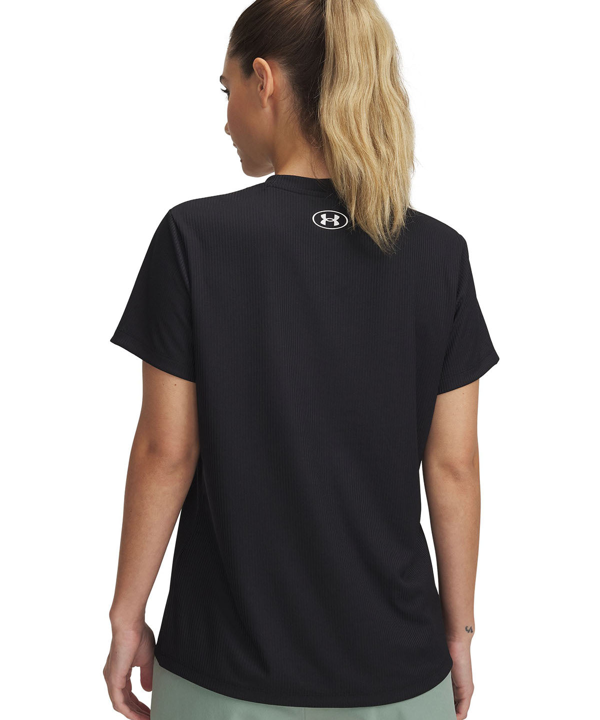 Polera manga corta Under Armour tech rib negro para mujer