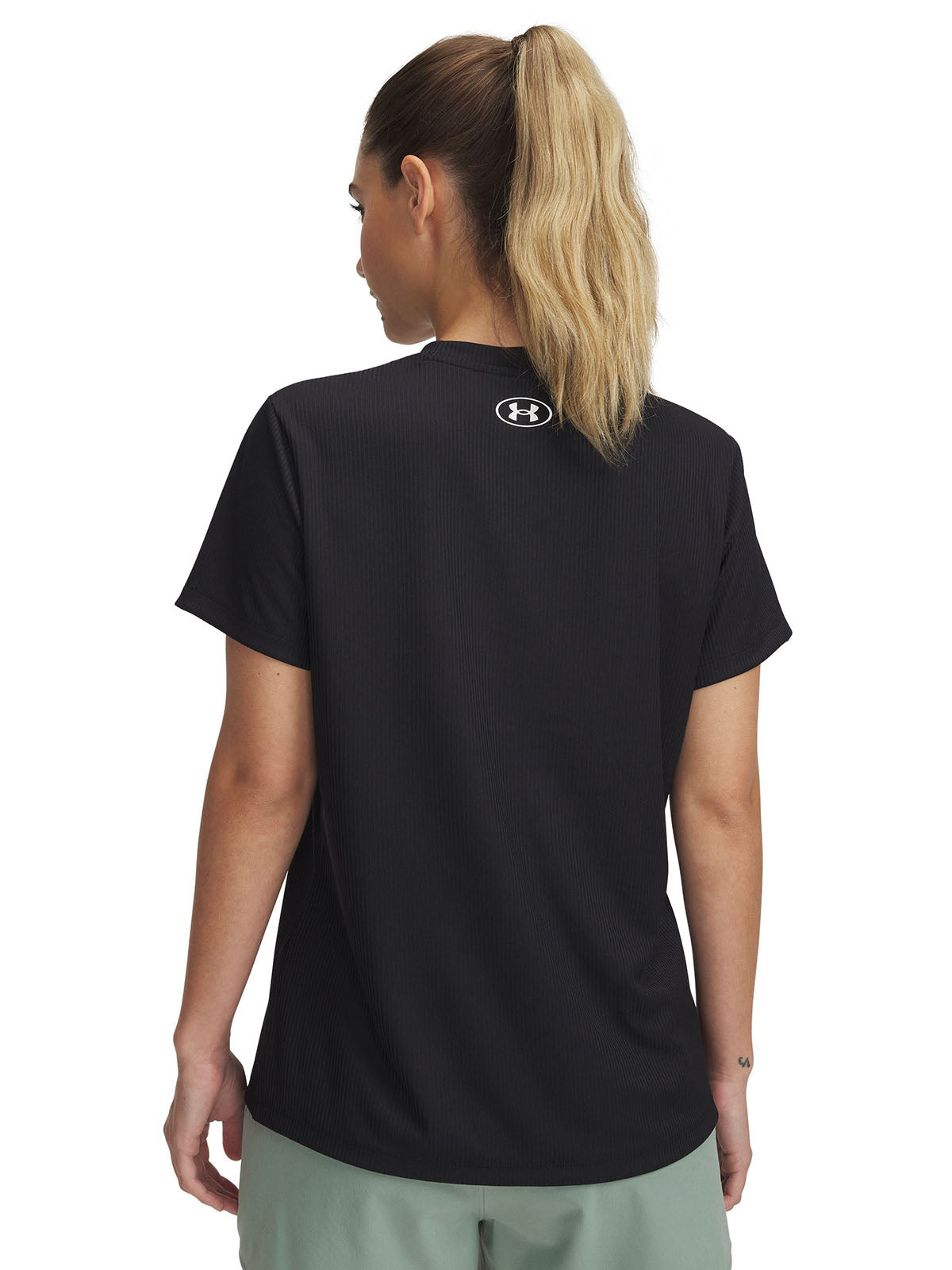 Polera manga corta Under Armour tech rib negro para mujer