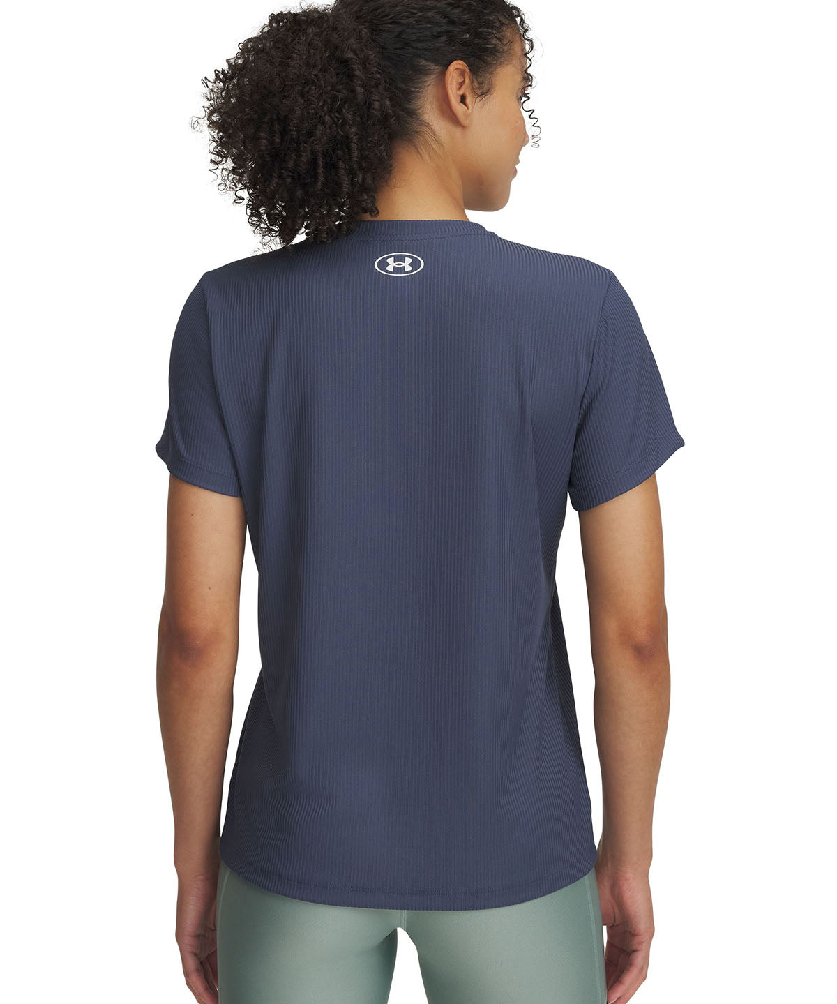 Polera manga corta Under Armour tech rib gris para mujer