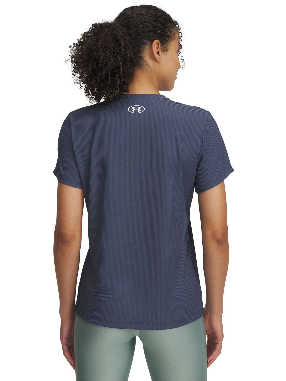 Polera manga corta Under Armour tech rib gris para mujer