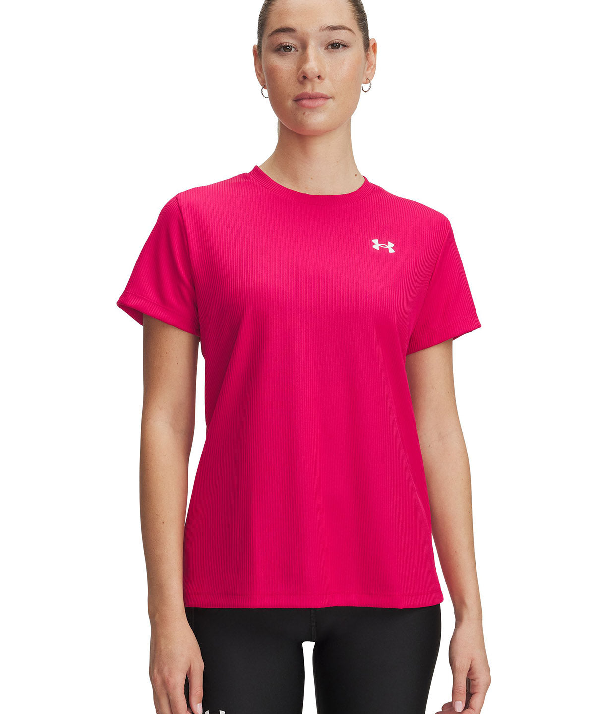 Polera manga corta Under Armour tech rib morado para mujer