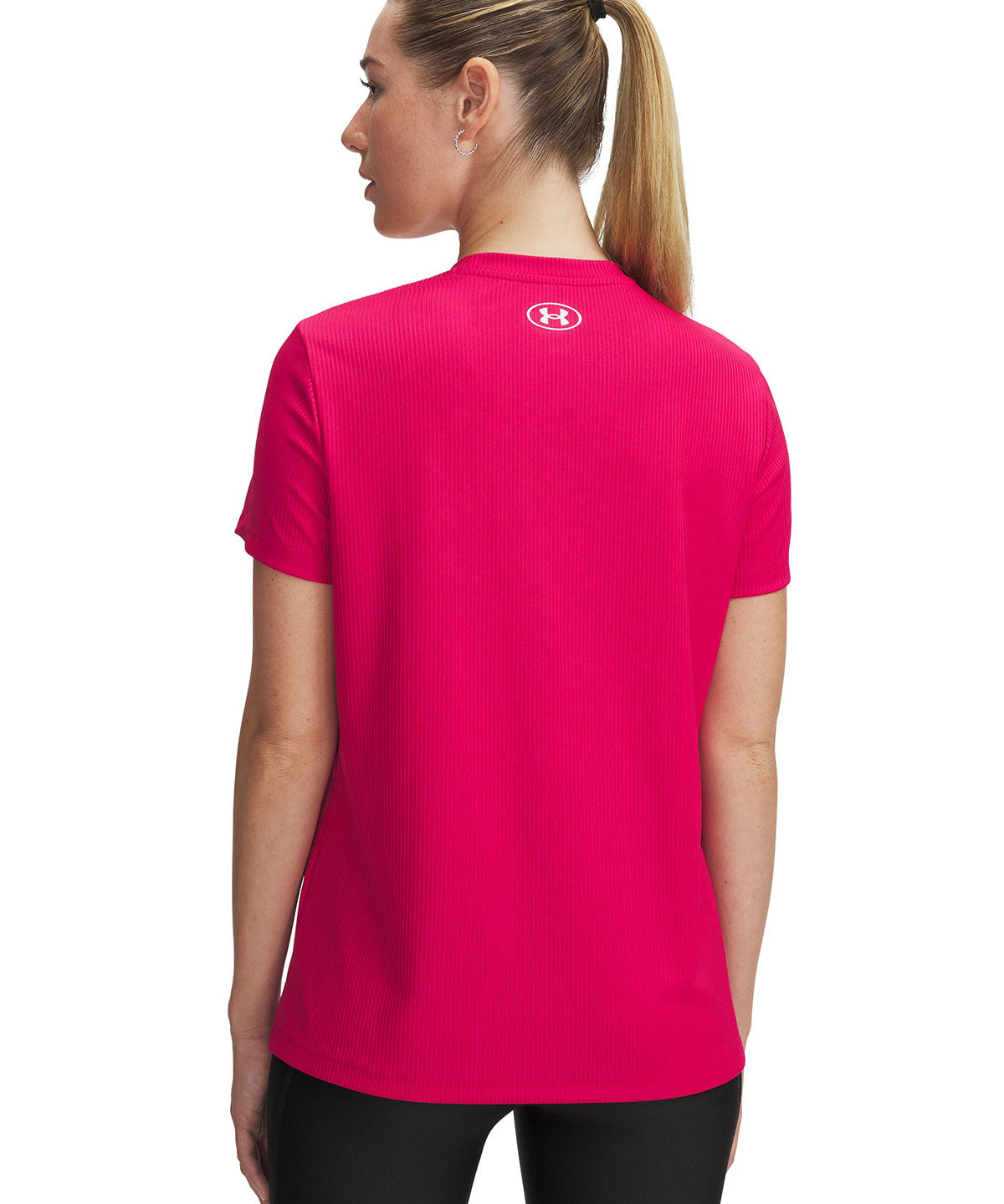 Polera manga corta Under Armour tech rib morado para mujer