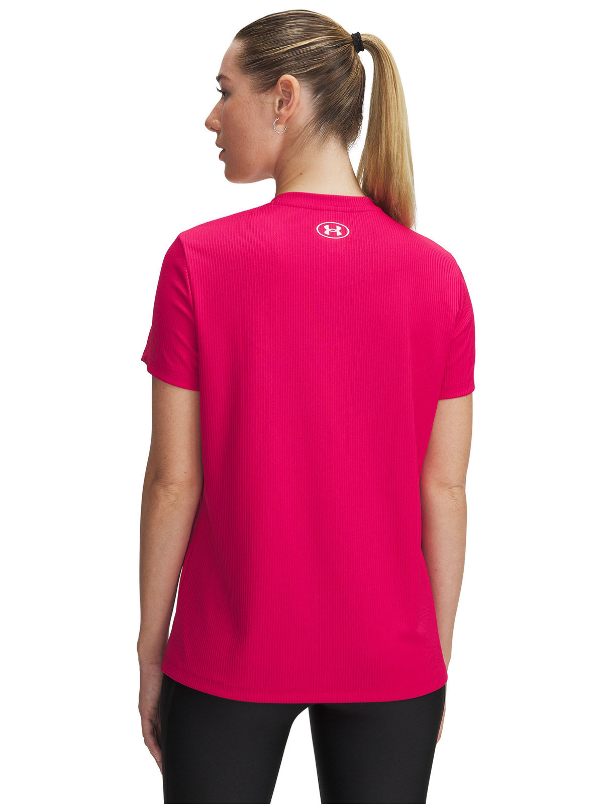 Polera manga corta Under Armour tech rib morado para mujer