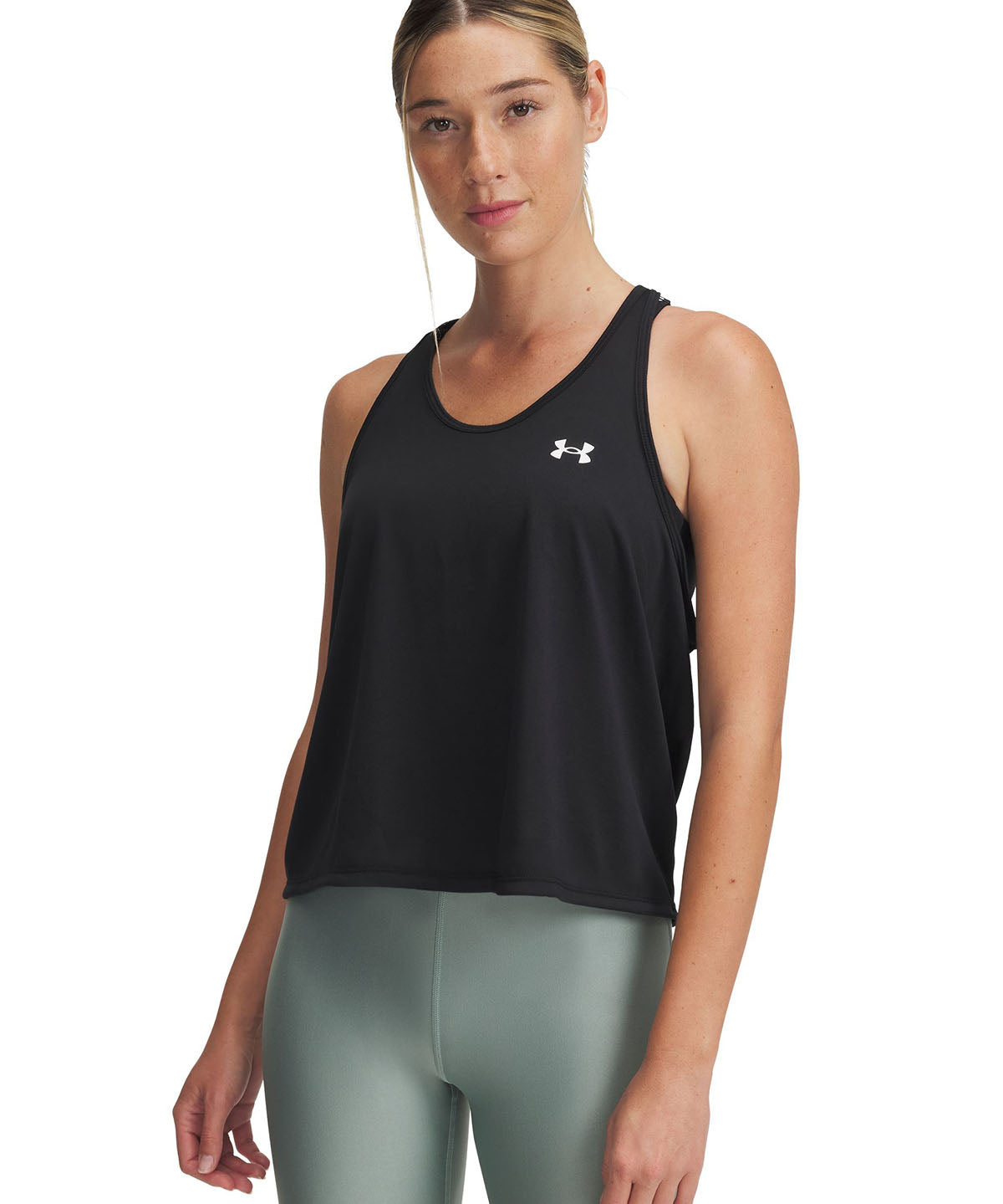 Polera sin mangas Under Armour tech swing negro para mujer
