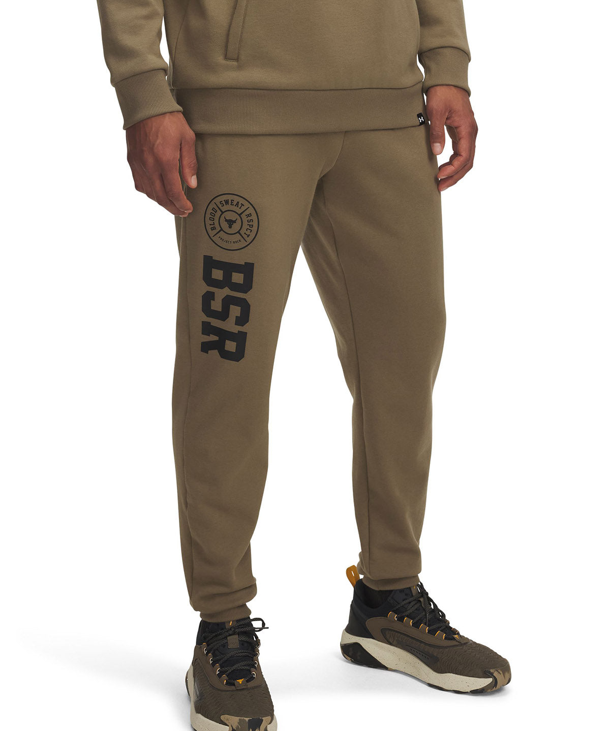 Jogger Project Rock Rival fleece café para hombre Under Armour