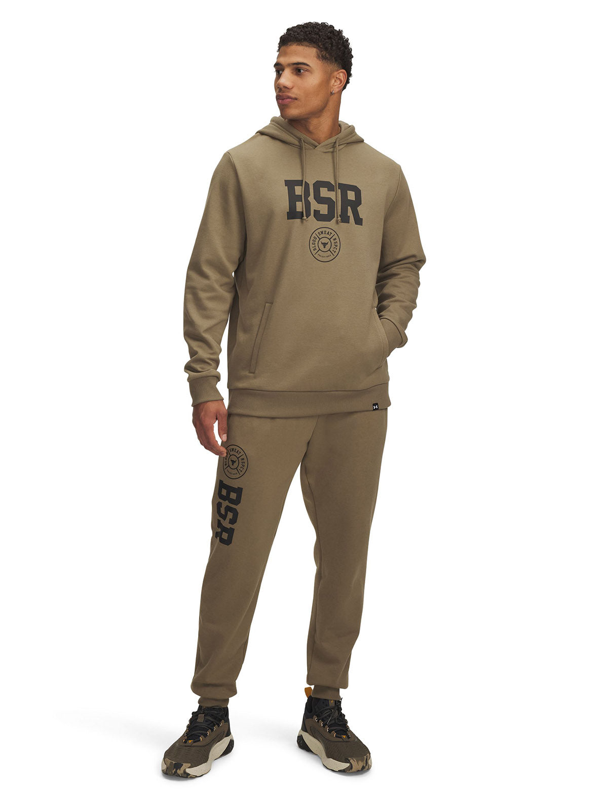 Jogger Project Rock Rival fleece café para hombre Under Armour