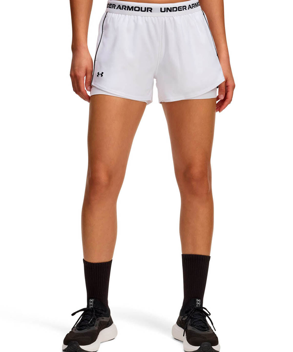 Short de entrenamiento para mujer Tech Play Up 2-in-1 blanco Under Armour
